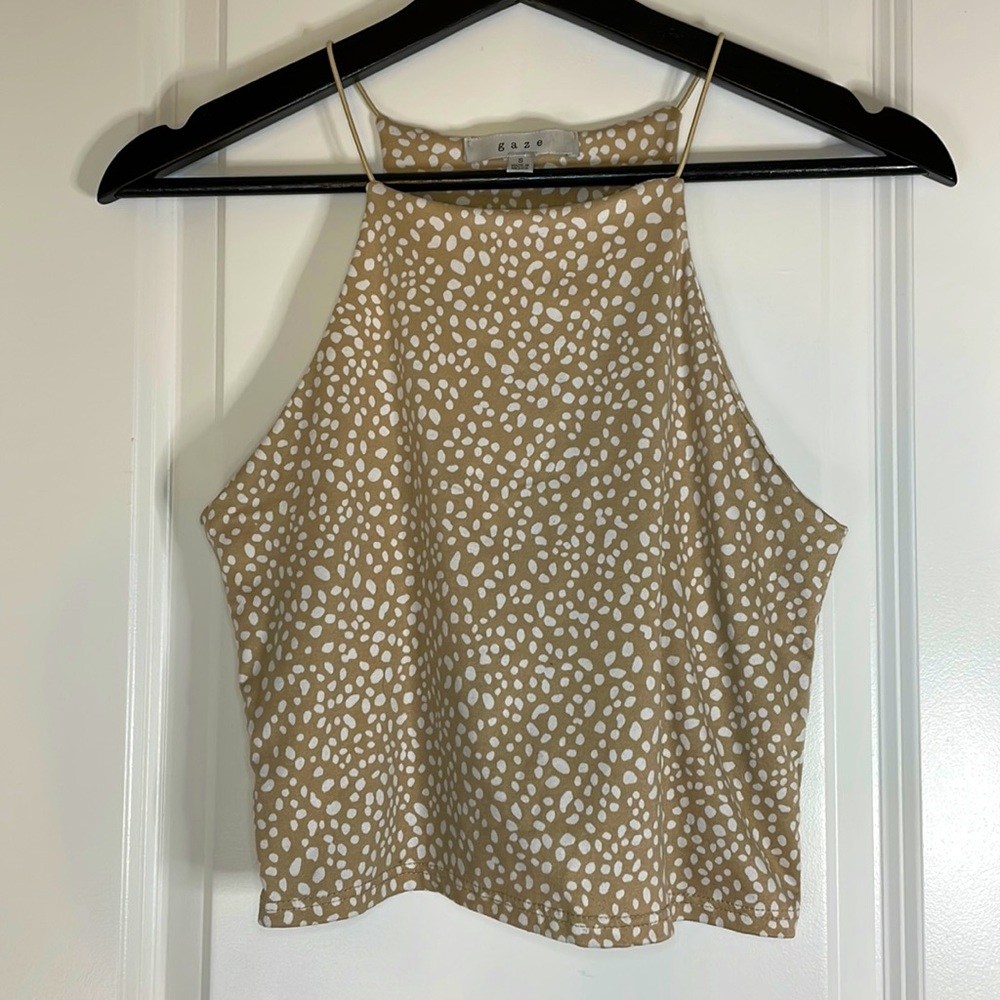 Leopard like pattern cropped tank top
